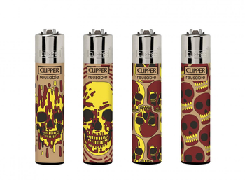 Зажигалка Clipper Skulls Fire Beige - Бренд Clipper - Магазин домашних увлечений homehobbyshop.ru